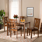 Load image into Gallery viewer, Baxton Studio Zamira Modern And Contemporary Transitional Walnut Brown Finished Wood 5-Piece Dining Set
