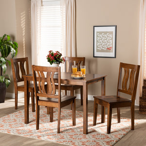 Baxton Studio Zamira Modern And Contemporary Transitional Walnut Brown Finished Wood 5-Piece Dining Set