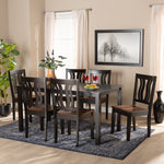 Load image into Gallery viewer, Baxton Studio Zamira Modern And Contemporary Transitional Two-Tone Dark Brown And Walnut Brown Finished Wood 7-Piece Dining Set
