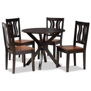 Baxton Studio Mare Modern And Contemporary Transitional Two-Tone Dark Brown And Walnut Brown Finished Wood 5-Piece Dining Set