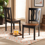 Load image into Gallery viewer, Baxton Studio Fenton Modern And Contemporary Transitional Two-Tone Dark Brown And Walnut Brown Finished Wood 2-Piece Dining Chair Set
