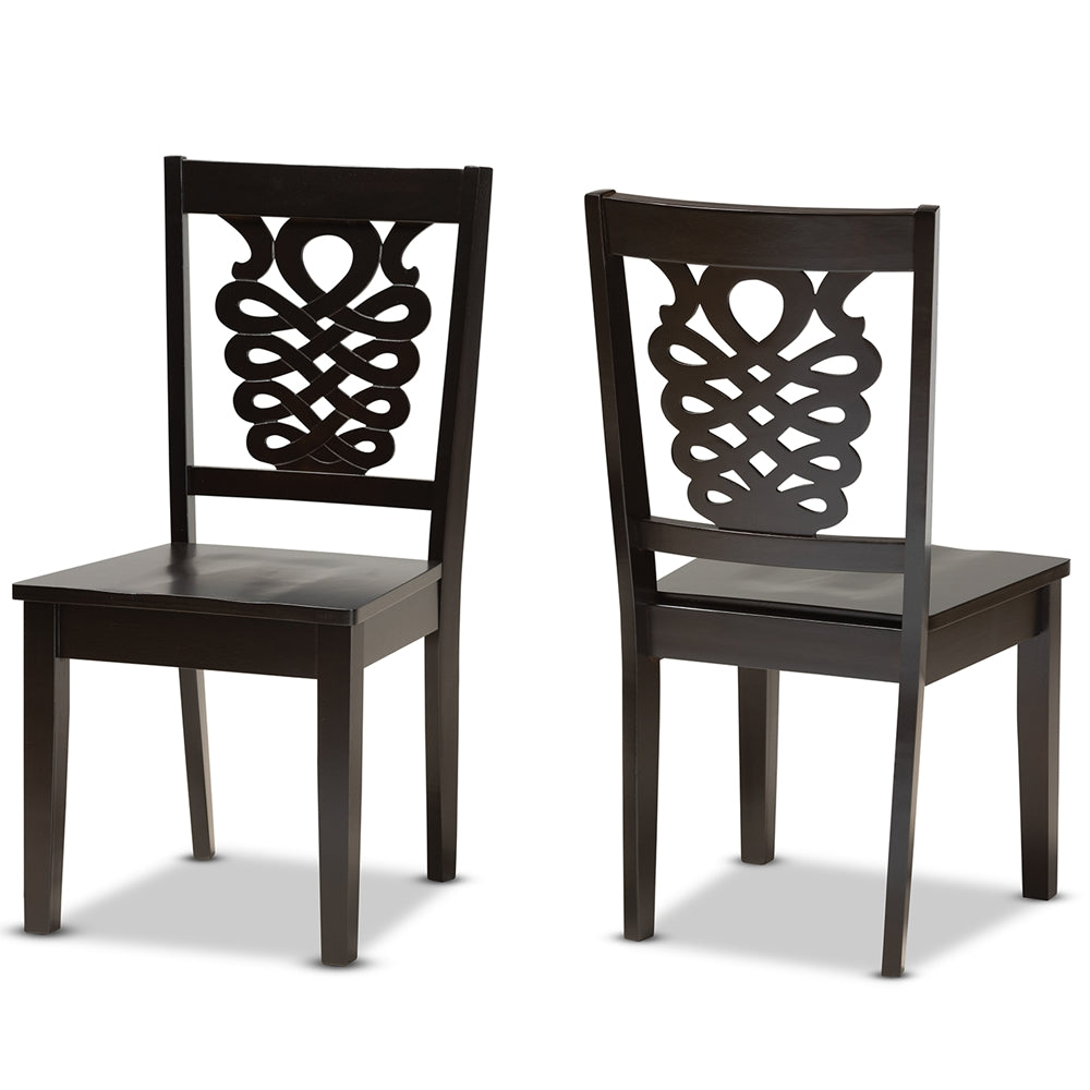 Baxton Studio Gervais Modern And Contemporary Transitional Dark Brown Finished Wood 2-Piece Dining Chair Set