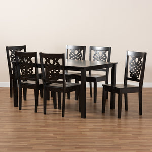 Baxton Studio Luisa Modern And Contemporary Transitional Dark Brown Finished Wood 7-Piece Dining Set