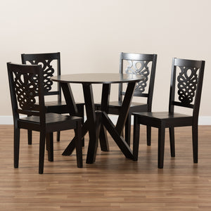 Baxton Studio Valda Modern And Contemporary Transitional Dark Brown Finished Wood 5-Piece Dining Set