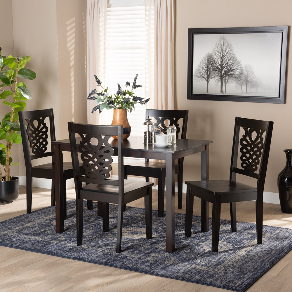 Baxton Studio Luisa Modern And Contemporary Transitional Dark Brown Finished Wood 5-Piece Dining Set