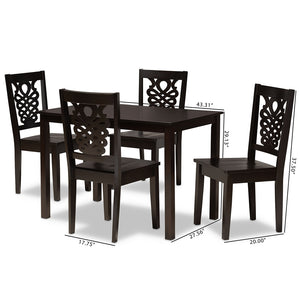 Baxton Studio Luisa Modern And Contemporary Transitional Dark Brown Finished Wood 5-Piece Dining Set