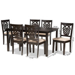 Load image into Gallery viewer, Baxton Studio Gervais Modern And Contemporary Sand Fabric Upholstered And Dark Brown Finished Wood 7-Piece Dining Set
