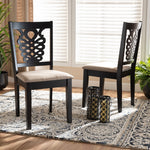 Load image into Gallery viewer, Baxton Studio Gervais Modern And Contemporary Sand Fabric Upholstered And Dark Brown Finished Wood 2-Piece Dining Chair Set
