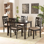 Load image into Gallery viewer, Baxton Studio Gervais Modern And Contemporary Sand Fabric Upholstered And Dark Brown Finished Wood 5-Piece Dining Set
