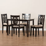 Load image into Gallery viewer, Baxton Studio Gervais Modern And Contemporary Sand Fabric Upholstered And Dark Brown Finished Wood 5-Piece Dining Set
