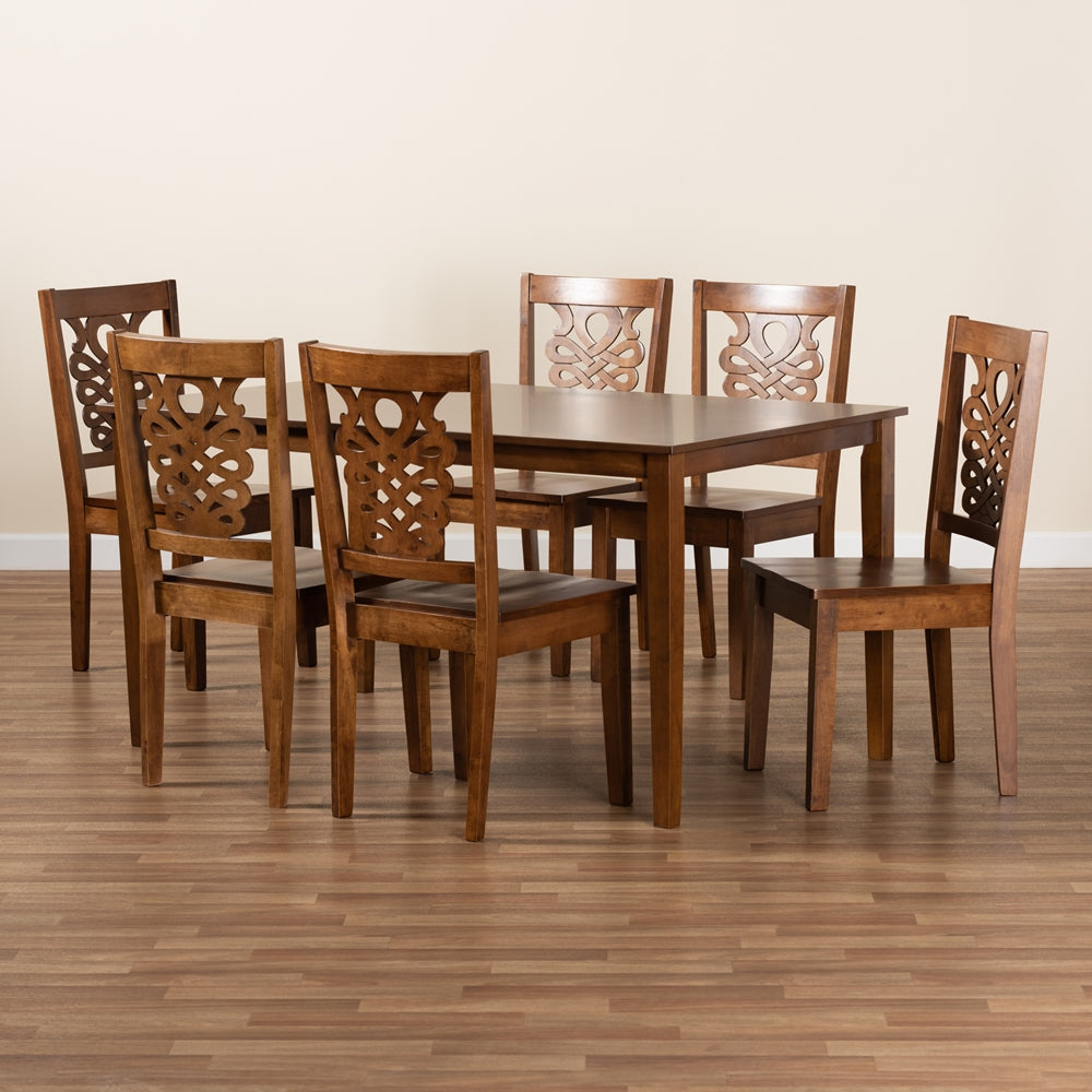 Baxton Studio Luisa Modern And Contemporary Transitional Walnut Brown Finished Wood 7-Piece Dining Set