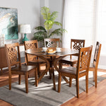 Load image into Gallery viewer, Baxton Studio Liese Modern And Contemporary Transitional Walnut Brown Finished Wood 7-Piece Dining Set
