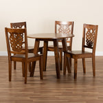 Load image into Gallery viewer, Baxton Studio Mina Modern And Contemporary Transitional Walnut Brown Finished Wood 5-Piece Dining Set
