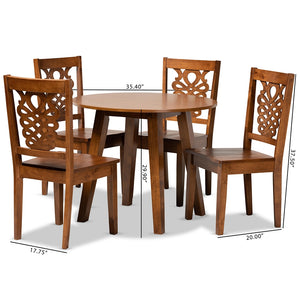 Baxton Studio Mina Modern And Contemporary Transitional Walnut Brown Finished Wood 5-Piece Dining Set