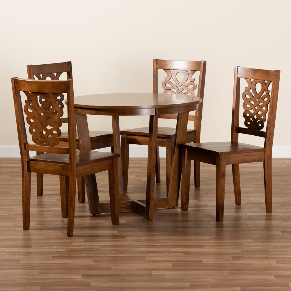 Baxton Studio Salida Modern And Contemporary Transitional Walnut Brown Finished Wood 5-Piece Dining Set