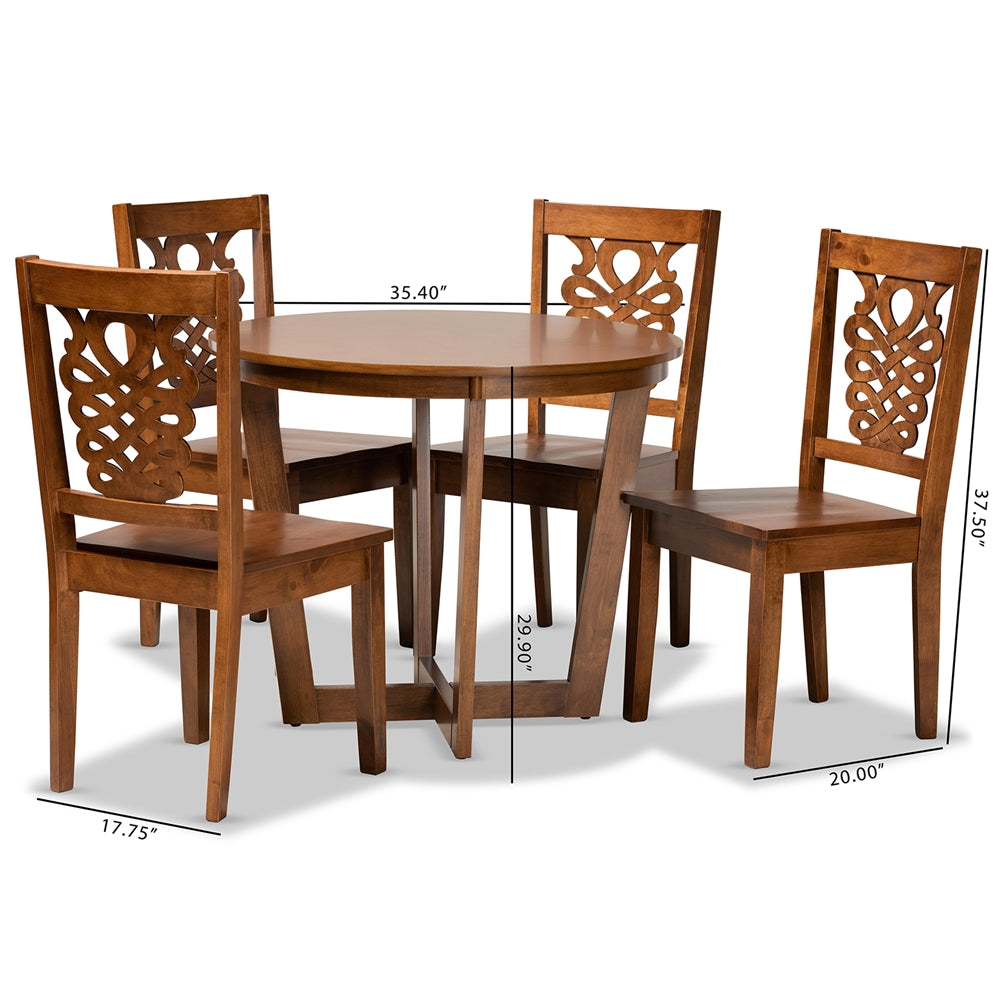 Baxton Studio Salida Modern And Contemporary Transitional Walnut Brown Finished Wood 5-Piece Dining Set