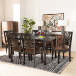 Load image into Gallery viewer, Baxton Studio Luisa Modern And Contemporary Two-Tone Dark Brown And Walnut Brown Finished Wood 7-Piece Dining Set
