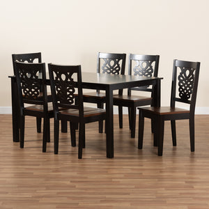 Baxton Studio Luisa Modern And Contemporary Two-Tone Dark Brown And Walnut Brown Finished Wood 7-Piece Dining Set