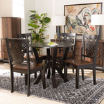 Load image into Gallery viewer, Baxton Studio Valda Modern And Contemporary Transitional Two-Tone Dark Brown And Walnut Brown Finished Wood 5-Piece Dining Set
