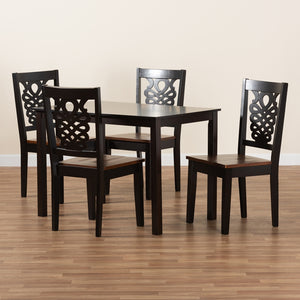 Baxton Studio Luisa Modern And Contemporary Two-Tone Dark Brown And Walnut Brown Finished Wood 5-Piece Dining Set