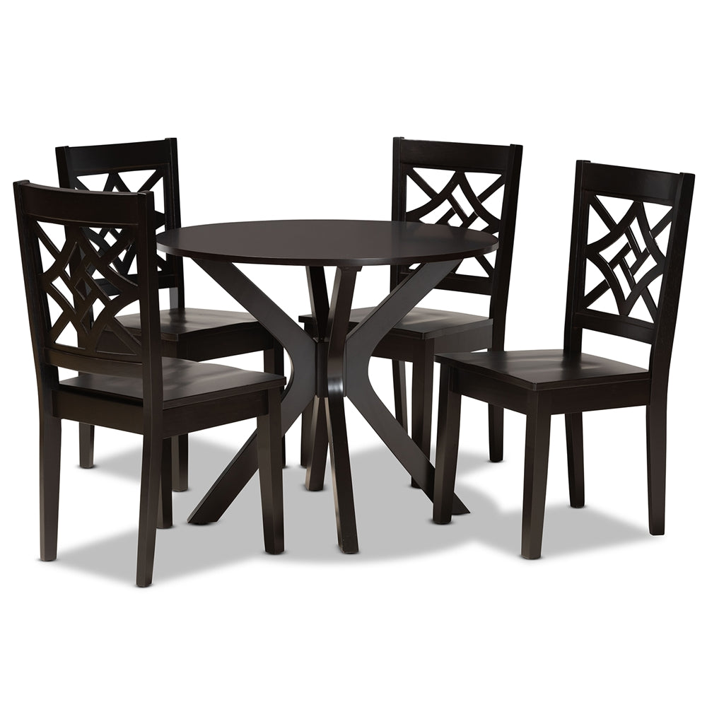 Baxton Studio Miela Modern And Contemporary Dark Brown Finished Wood 5-Piece Dining Set