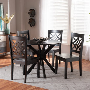 Baxton Studio Miela Modern And Contemporary Dark Brown Finished Wood 5-Piece Dining Set