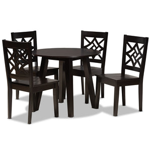 Baxton Studio Rava Modern And Contemporary Dark Brown Finished Wood 5-Piece Dining Set