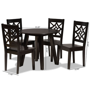 Baxton Studio Rava Modern And Contemporary Dark Brown Finished Wood 5-Piece Dining Set