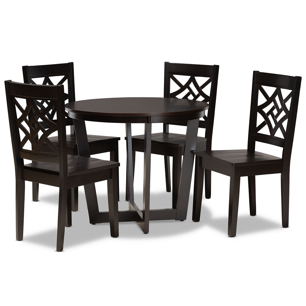 Baxton Studio Brava Modern And Contemporary Dark Brown Finished Wood 5-Piece Dining Set