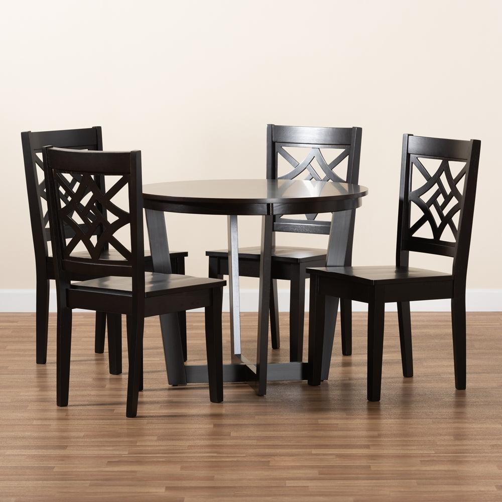 Baxton Studio Brava Modern And Contemporary Dark Brown Finished Wood 5-Piece Dining Set