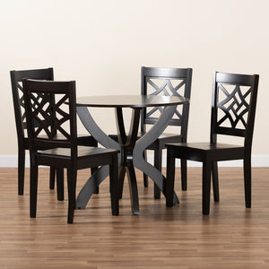 Baxton Studio Anila Modern And Contemporary Dark Brown Finished Wood 5-Piece Dining Set