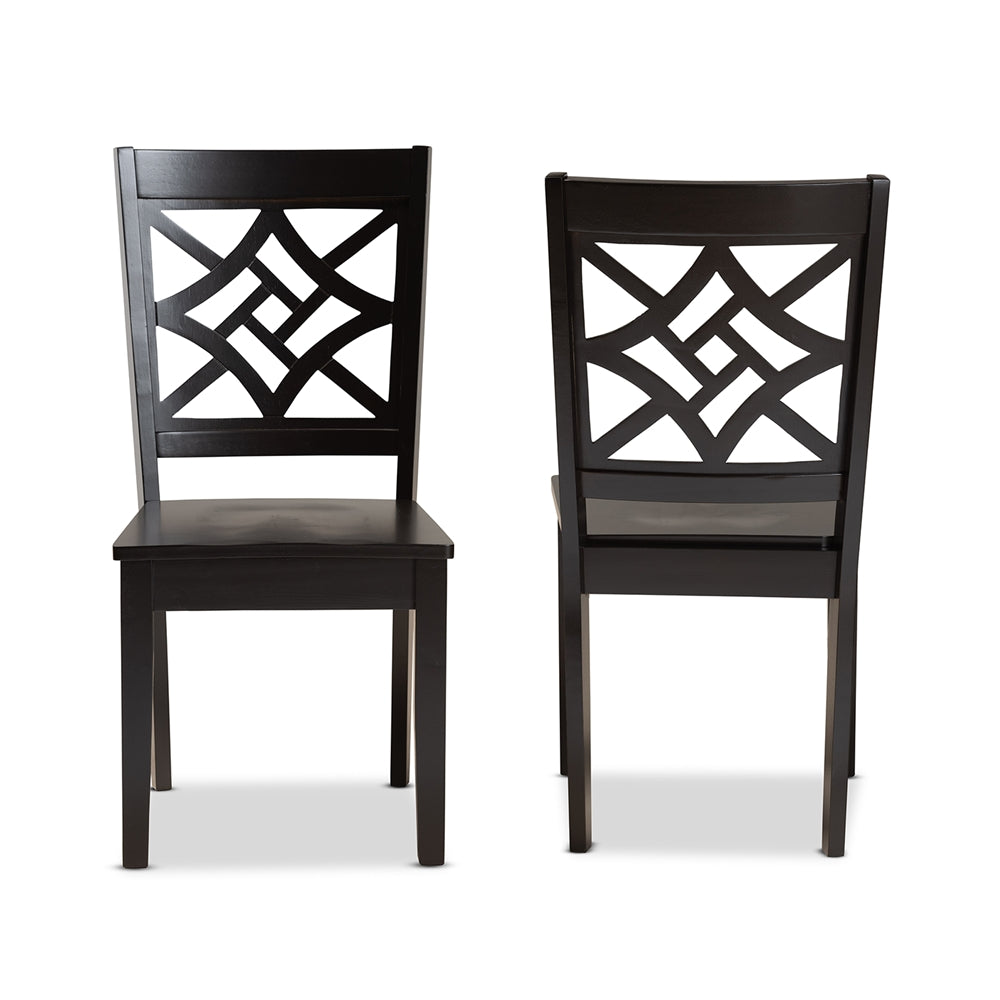 Baxton Studio Nicolette Modern And Contemporary Dark Brown Finished Wood 2-Piece Dining Chair Set