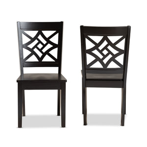 Baxton Studio Nicolette Modern And Contemporary Dark Brown Finished Wood 2-Piece Dining Chair Set