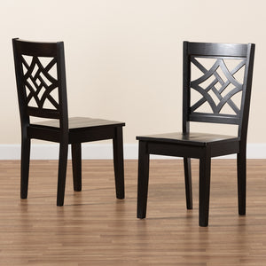 Baxton Studio Nicolette Modern And Contemporary Dark Brown Finished Wood 2-Piece Dining Chair Set