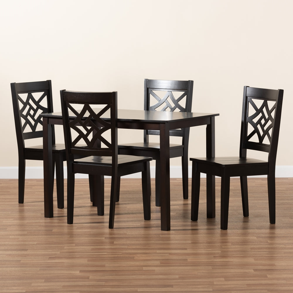 BAXTON STUDIO NICOLETTE MODERN AND CONTEMPORARY DARK BROWN FINISHED WOOD 5-PIECE DINING SET