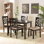 Load image into Gallery viewer, Baxton Studio Nicolette Modern And Contemporary Sand Fabric Upholstered And Dark Brown Finished Wood 5-Piece Dining Set
