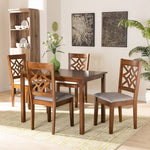 Load image into Gallery viewer, Baxton Studio Nicolette Modern And Contemporary Grey Fabric Upholstered And Walnut Brown Finished Wood 5-Piece Dining Set
