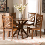 Load image into Gallery viewer, Baxton Studio Miela Modern And Contemporary Walnut Brown Finished Wood 5-Piece Dining Set
