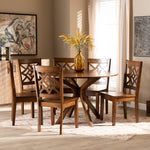 Load image into Gallery viewer, Baxton Studio Miela Modern And Contemporary Walnut Brown Finished Wood 7-Piece Dining Set
