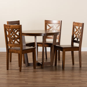 Baxton Studio Brava Modern And Contemporary Walnut Brown Finished Wood 5-Piece Dining Set