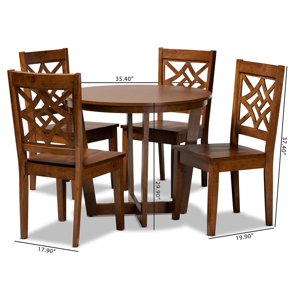 Baxton Studio Brava Modern And Contemporary Walnut Brown Finished Wood 5-Piece Dining Set