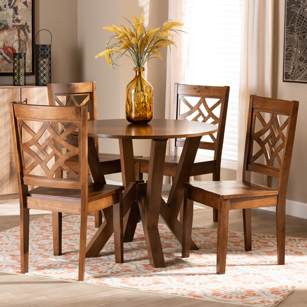 Baxton Studio Kaila Modern And Contemporary Walnut Brown Finished Wood 5-Piece Dining Set