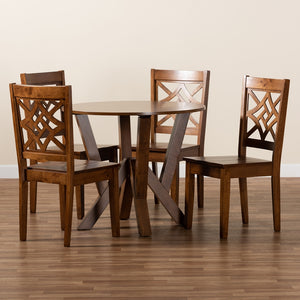 Baxton Studio Kaila Modern And Contemporary Walnut Brown Finished Wood 5-Piece Dining Set