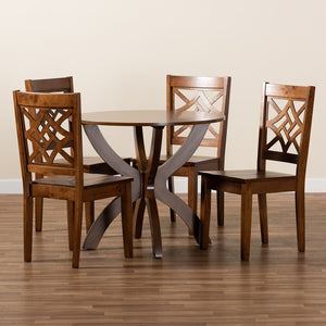 Baxton Studio Anila Modern And Contemporary Walnut Brown Finished Wood 5-Piece Dining Set