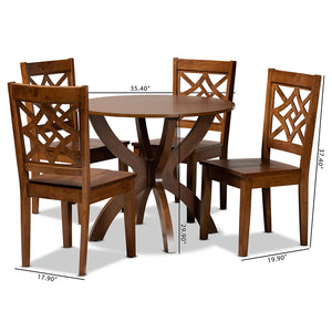 Baxton Studio Anila Modern And Contemporary Walnut Brown Finished Wood 5-Piece Dining Set