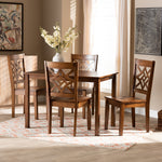 Load image into Gallery viewer, Baxton Studio Nicolette Modern And Contemporary Walnut Brown Finished Wood 5-Piece Dining Set
