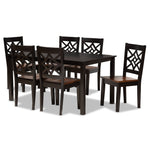 Load image into Gallery viewer, Baxton Studio Nicolette Modern And Contemporary Two-Tone Dark Brown And Walnut Brown Finished Wood 7-Piece Dining Set
