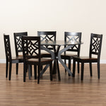 Load image into Gallery viewer, Baxton Studio Miela Modern And Contemporary Two-Tone Dark Brown And Walnut Brown Finished Wood 7-Piece Dining Set
