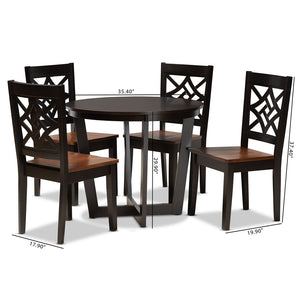 Baxton Studio Brava Modern And Contemporary Two-Tone Dark Brown And Walnut Brown Finished Wood 5-Piece Dining Set