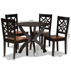 Baxton Studio Anila Modern And Contemporary Two-Tone Dark Brown And Walnut Brown Finished Wood 5-Piece Dining Set